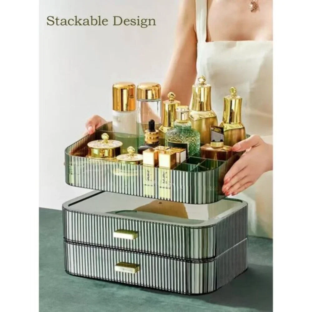 Makeup Organizer with Stackable Drawers, Vanity & Desk Storage for Cosmetics